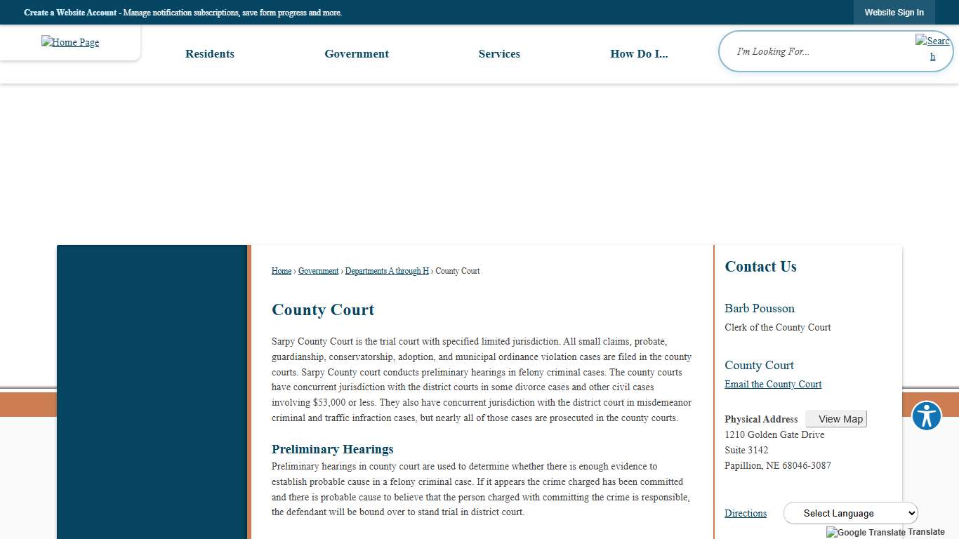 County Court | Sarpy County, NE