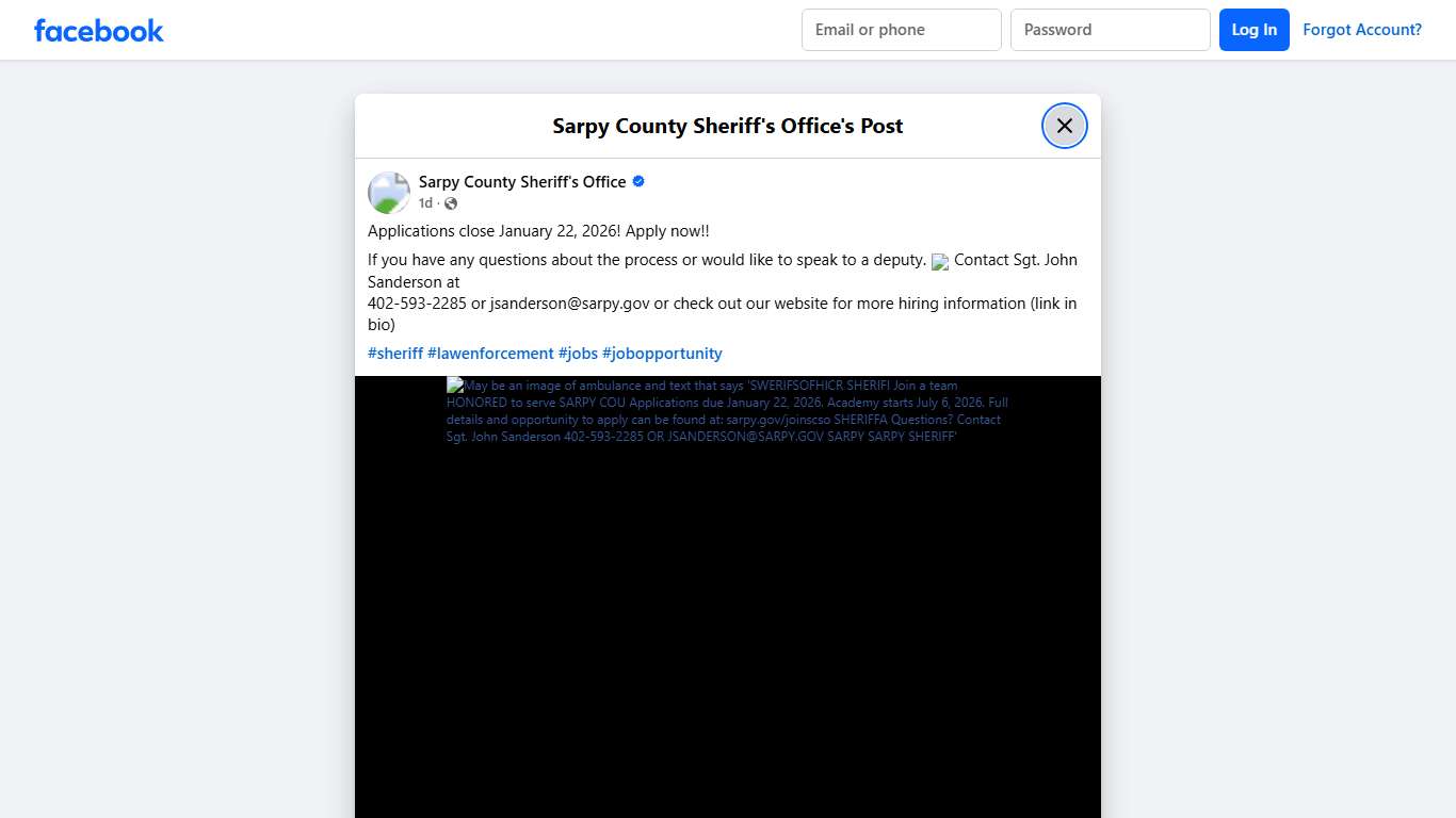 Applications close January... - Sarpy County Sheriff's Office | Facebook