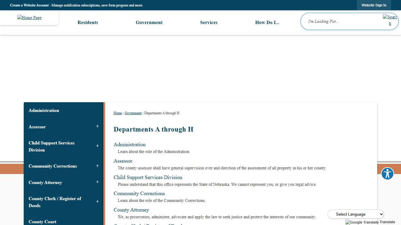 Departments A through H | Sarpy County, NE